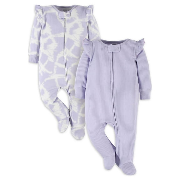 Modern Moments by Gerber Baby Boy, Baby Girl, & Unisex Sleep 'n Play Footed Pajamas, 2-Pack (Newborn-6/9 Months)