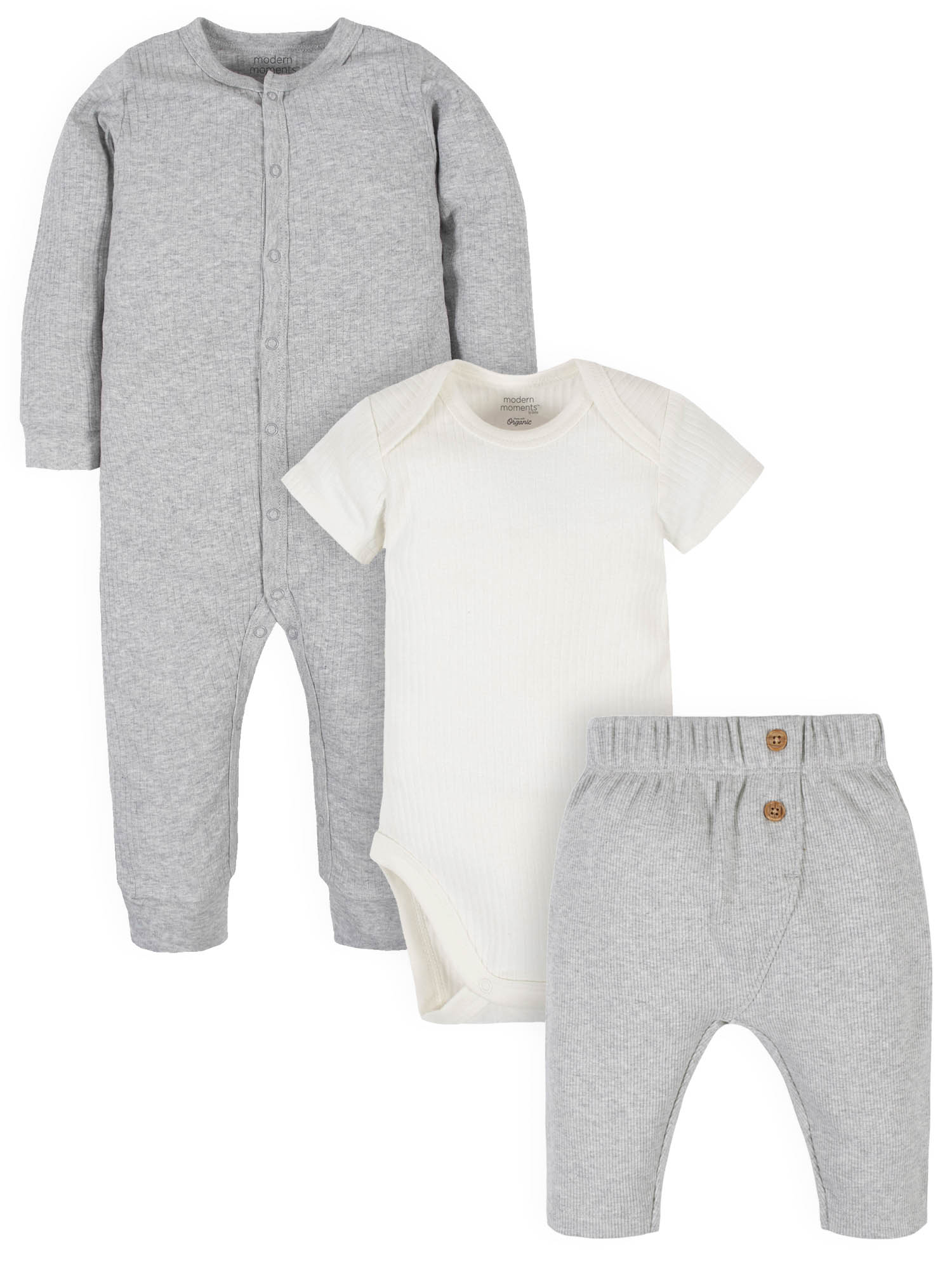 Modern Moments by Gerber Baby Boy Bodysuit, Coveralls, and Pants Outfit Set, 3-Piece (Newborn-12M) - image 1 of 9