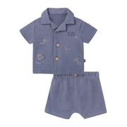 by Gerber Baby Boy Button Down Shirt and Short Set, 2-Piece, Sizes 0/3 Months - 24 Months deal from Walmart
