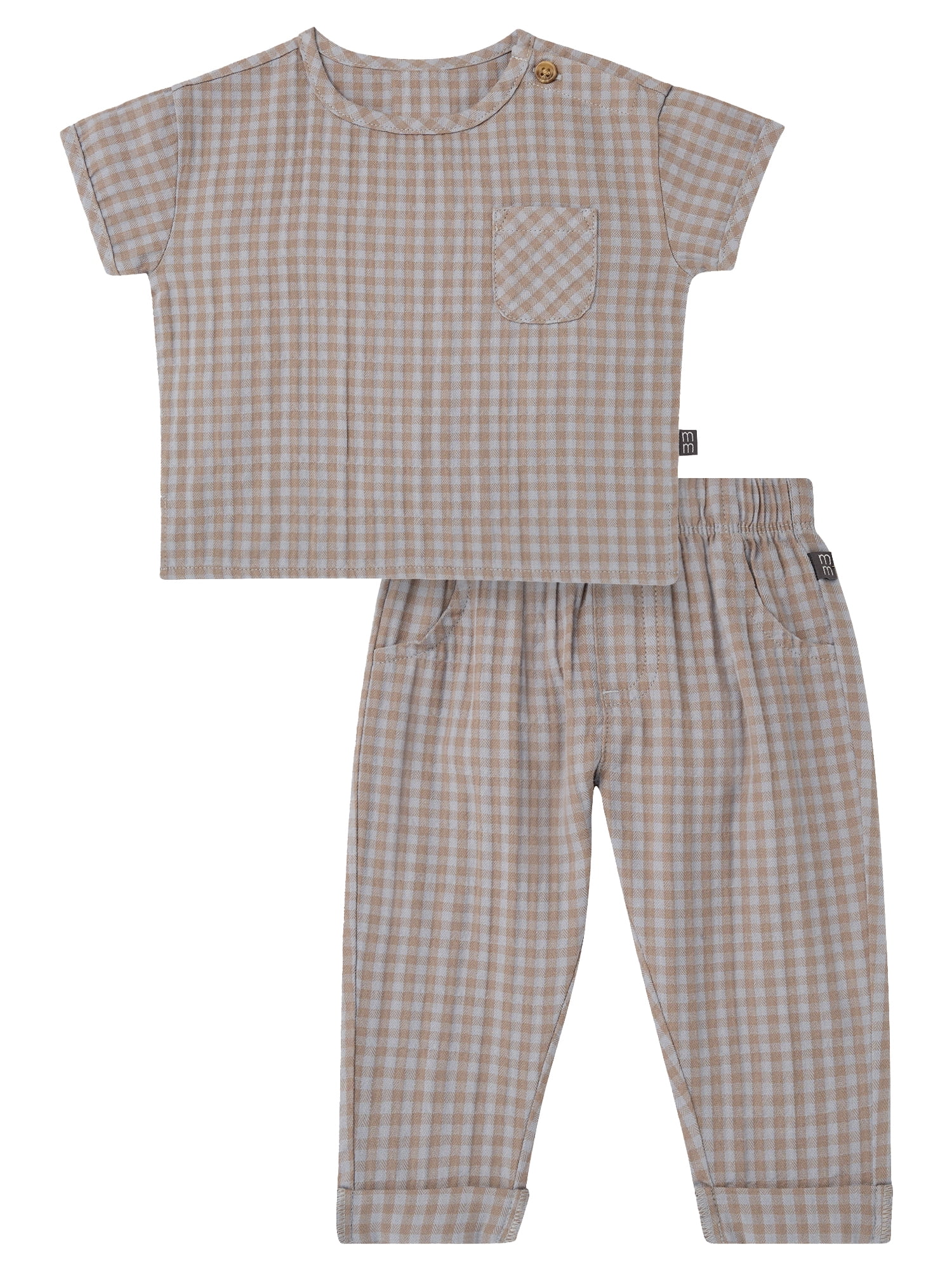 Modern Moments by Gerber Baby Boy Button Top and Pant Set, 2-Piece, Sizes 0/3 Months - 24 Months
