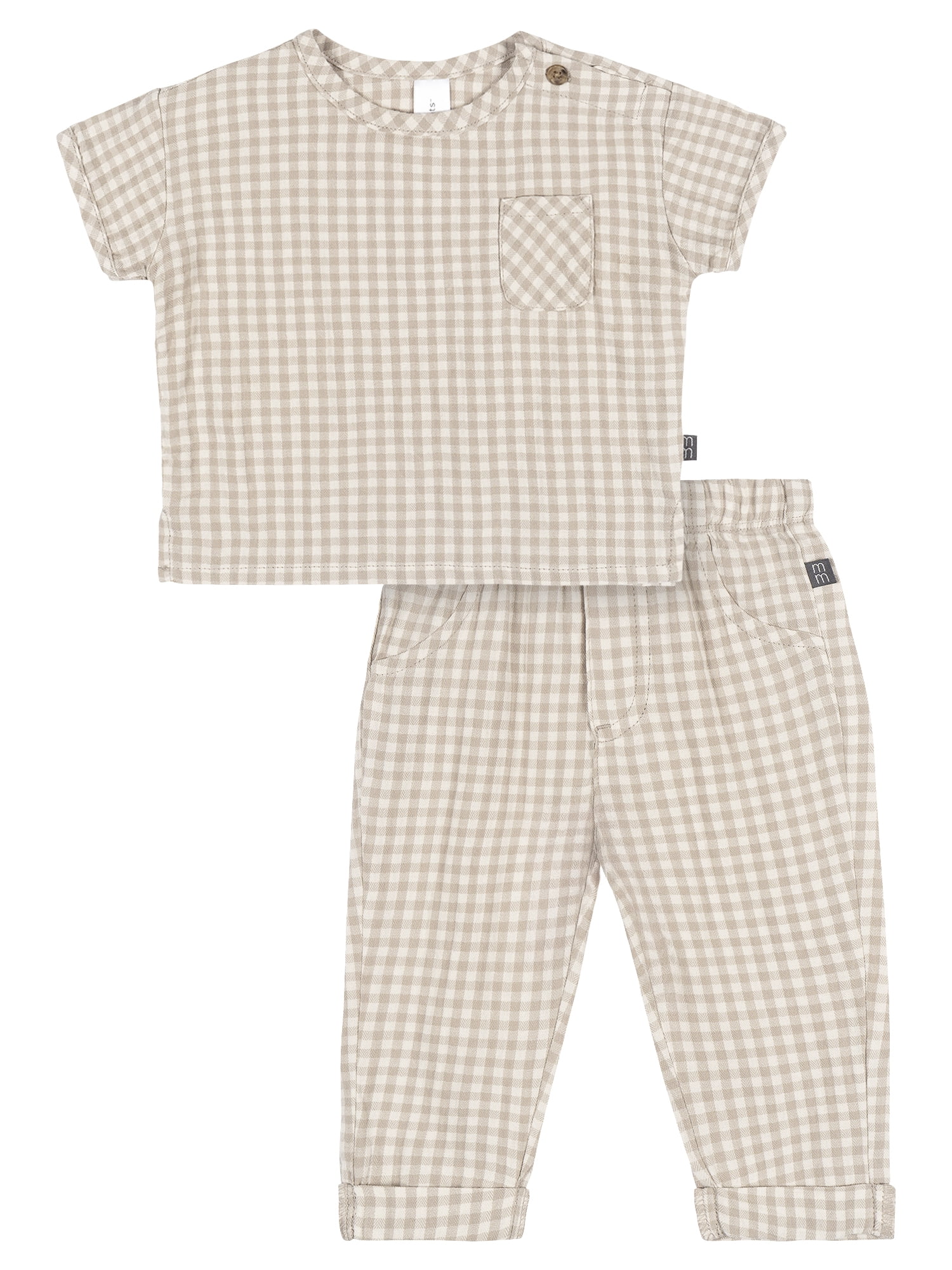 by Gerber Baby Boy Button Top and Pant Set, 2-Piece, Sizes 0/3 Months - 24 Months