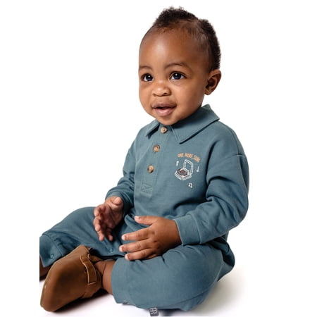 Modern Moments by Gerber Baby Boy Collared Romper, Sizes 0/3 Months - 24 Months