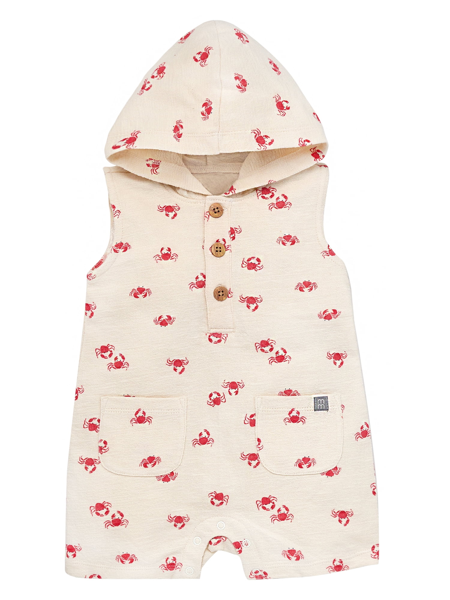 Modern Moments by Gerber Baby Boy Cotton Hooded Sleeveless Romper, Sizes 0/3 Months - 24 Months