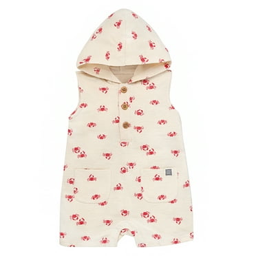 Modern Moments by Gerber Baby Boy Cotton Hooded Sleeveless Romper, Sizes 0/3 Months - 24 Months