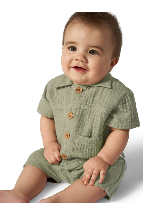 by Gerber Baby Boy Cotton Short Sleeve Shirt and Short Set, 2-Piece, Sizes 0/3 Months - 24 Months