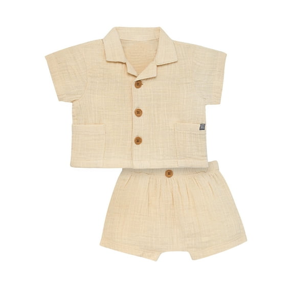 Modern Moments by Gerber Baby Boy Cotton Short Sleeve Shirt and Short Set, 2-Piece, Sizes 0/3 Months - 24 Months