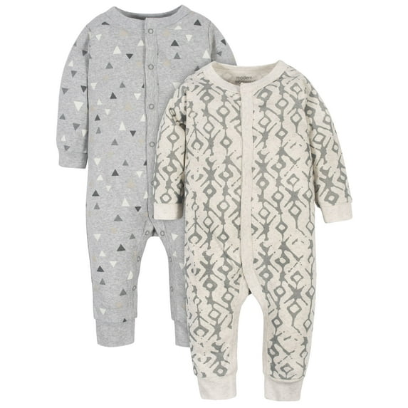 Modern Moments by Gerber Baby Boy Coveralls, 2 -Pack, Newborn-12 Months