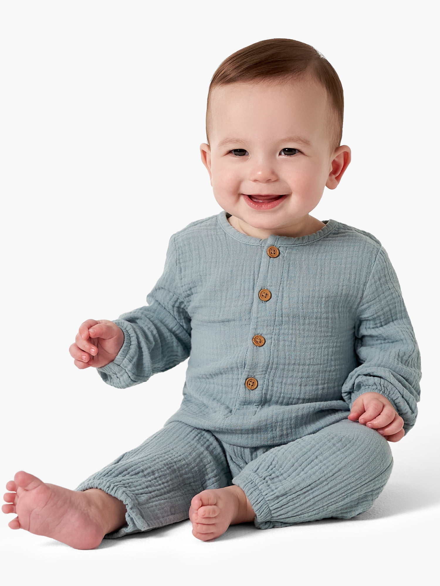 Modern Moments by Gerber Baby Boy Gauze Romper, Sizes 0/3M24M