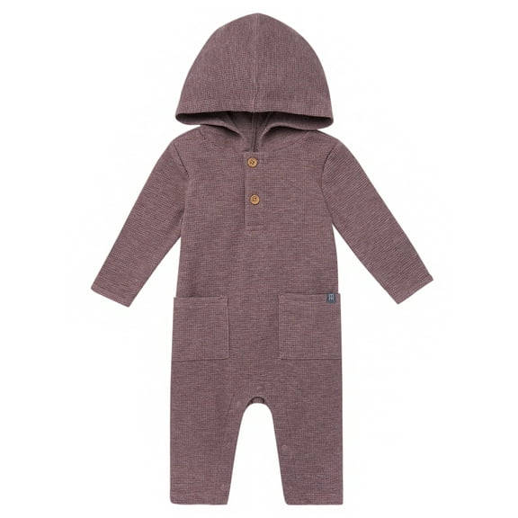 Modern Moments by Gerber Baby Boy Hacci Hooded Long Sleeve Romper, Sizes 0/3 Months - 24 Months