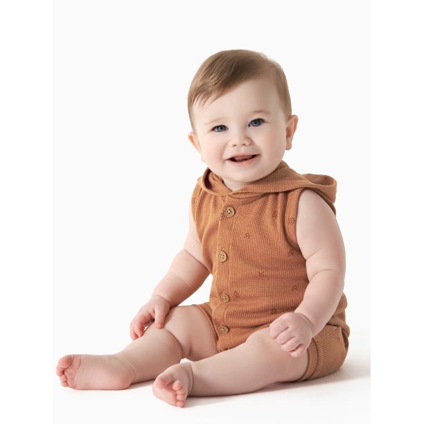 Modern Moments by Gerber Baby Boy Hooded Sleeveless Romper, Sizes 0/3M
