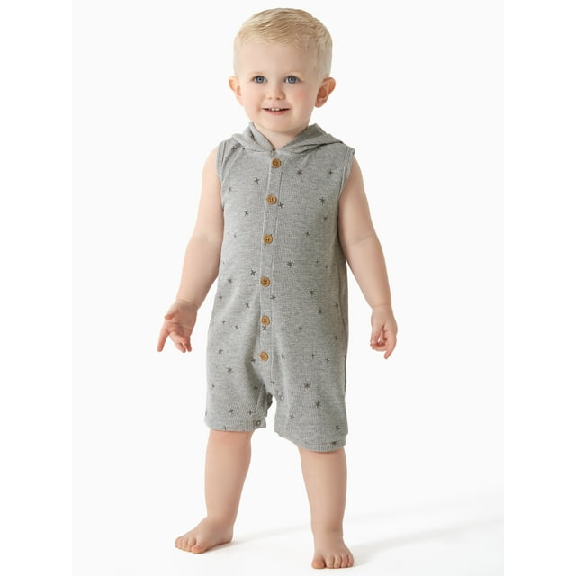 Modern Moments by Gerber Baby Boy Hooded Sleeveless Romper, Sizes 0/3M