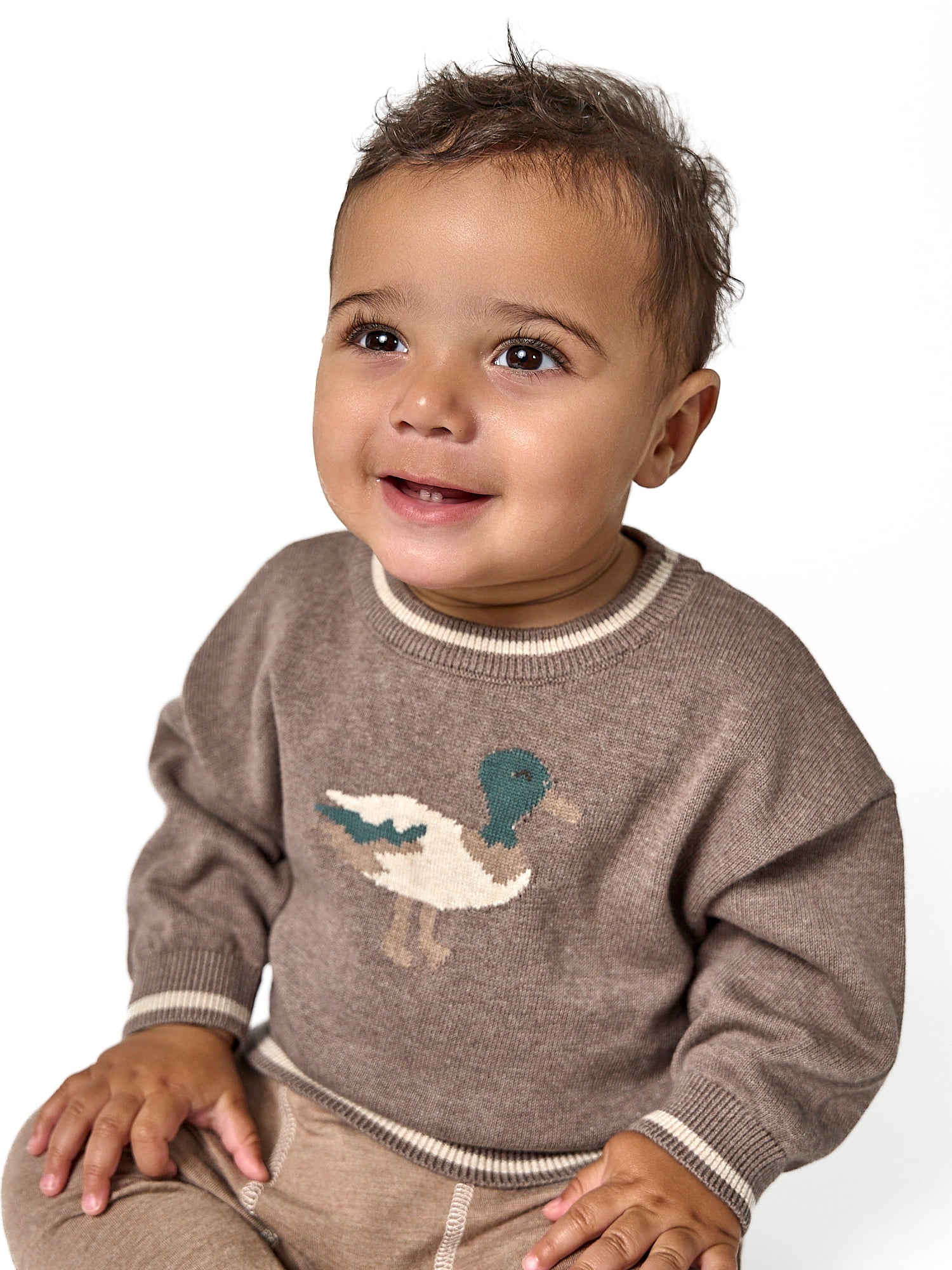 Modern Moments by Gerber Baby Boy Jaquard Sweater with Tipping Detail, Sizes 0/3 Months - 24 Months
