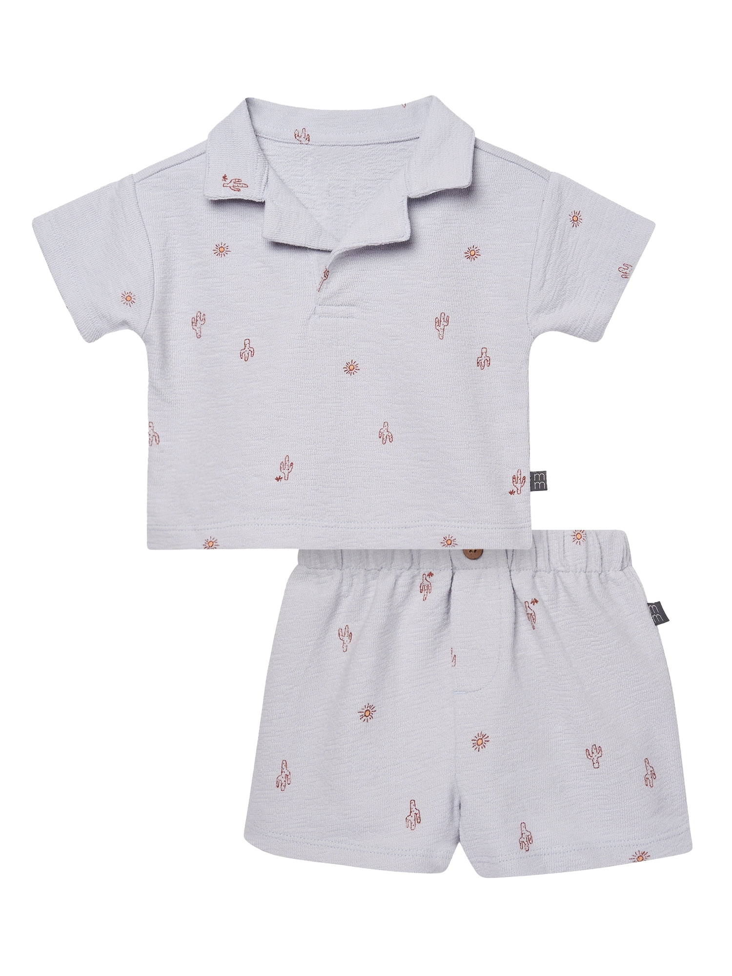 Modern Moments by Gerber Baby Boy Johnny Collar Shirt and Short Set, 2-Piece, Sizes 0/3 Months - 24 Months