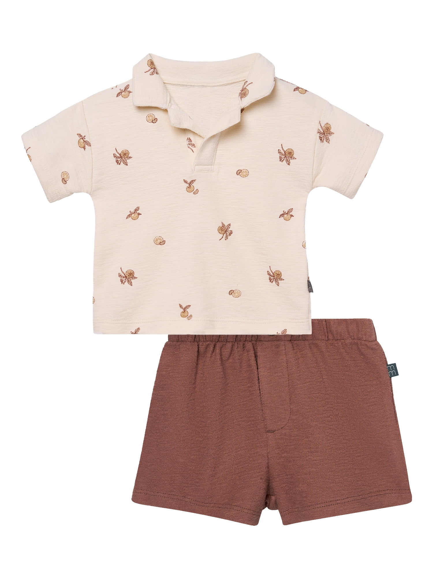 Modern Moments by Gerber Baby Boy Johnny Collar Shirt and Short Set, 2-Piece, Sizes 0/3 Months - 24 Months