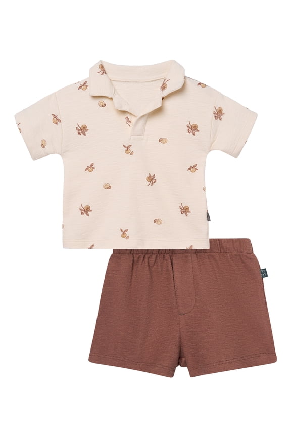 by Gerber Baby Boy Johnny Collar Shirt and Short Set, 2-Piece, Sizes 0/3 Months - 24 Months