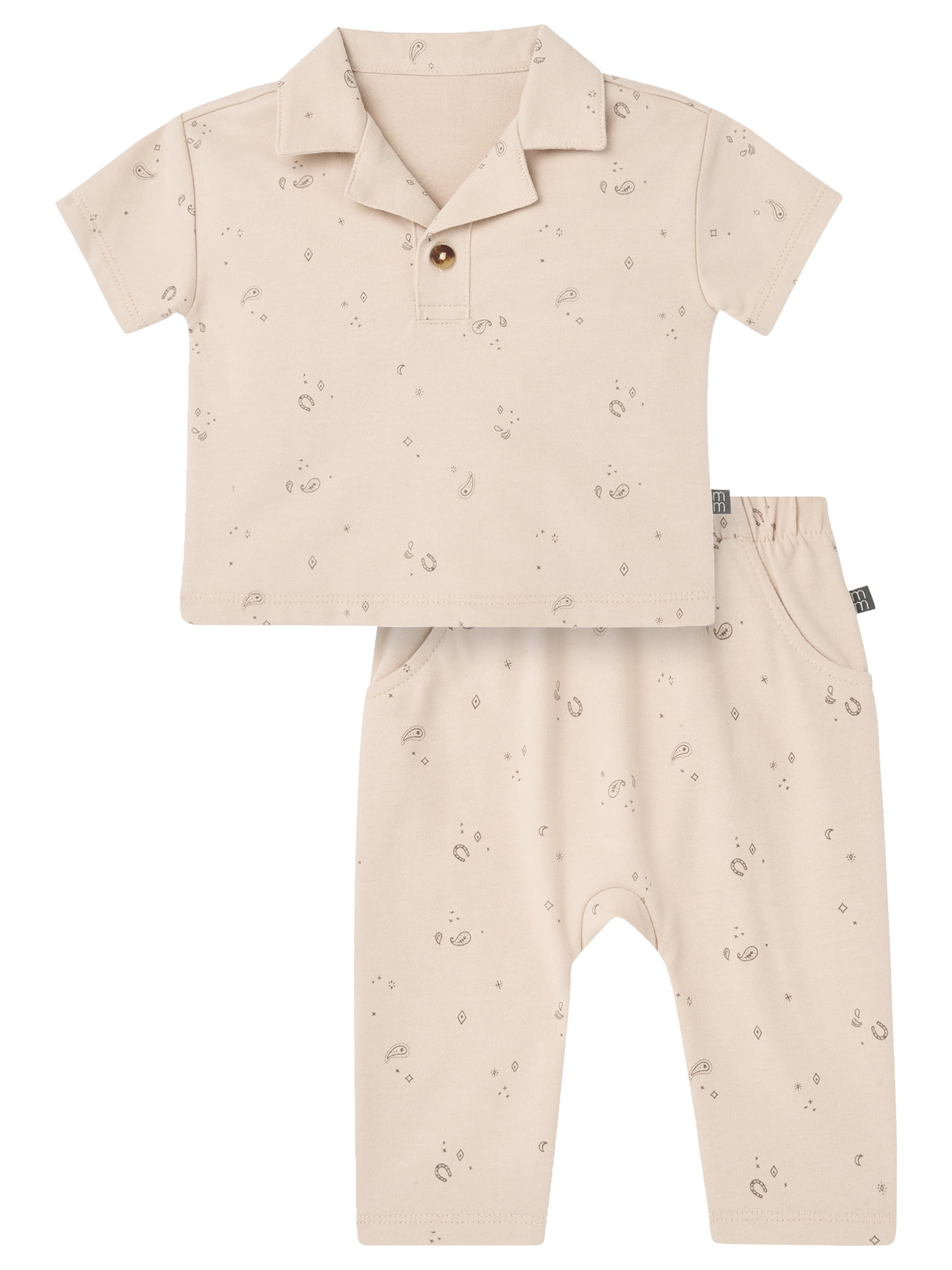 Modern Moments by Gerber Baby Boy Johnny Collar Top and Harem Pant Outfit Set, 2-Piece, Sizes 0/3 Months - 24 Months