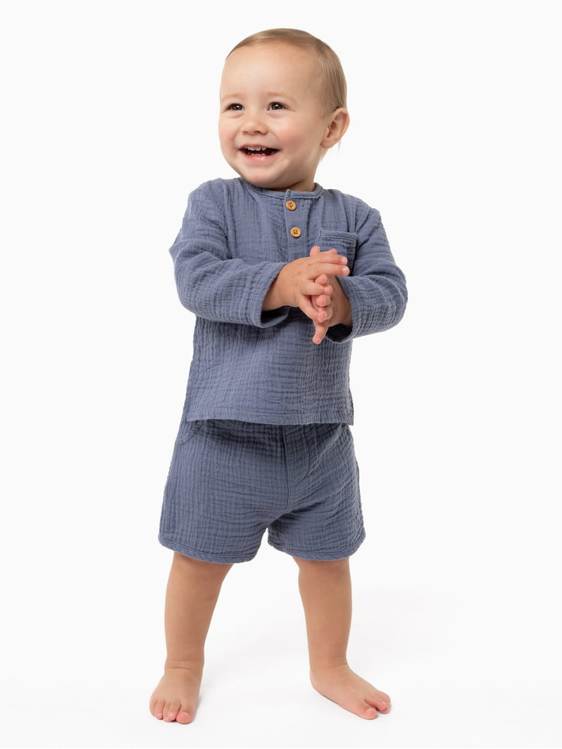 Modern Moments by Gerber Baby Boy Long Sleeve Top and Short Outfit