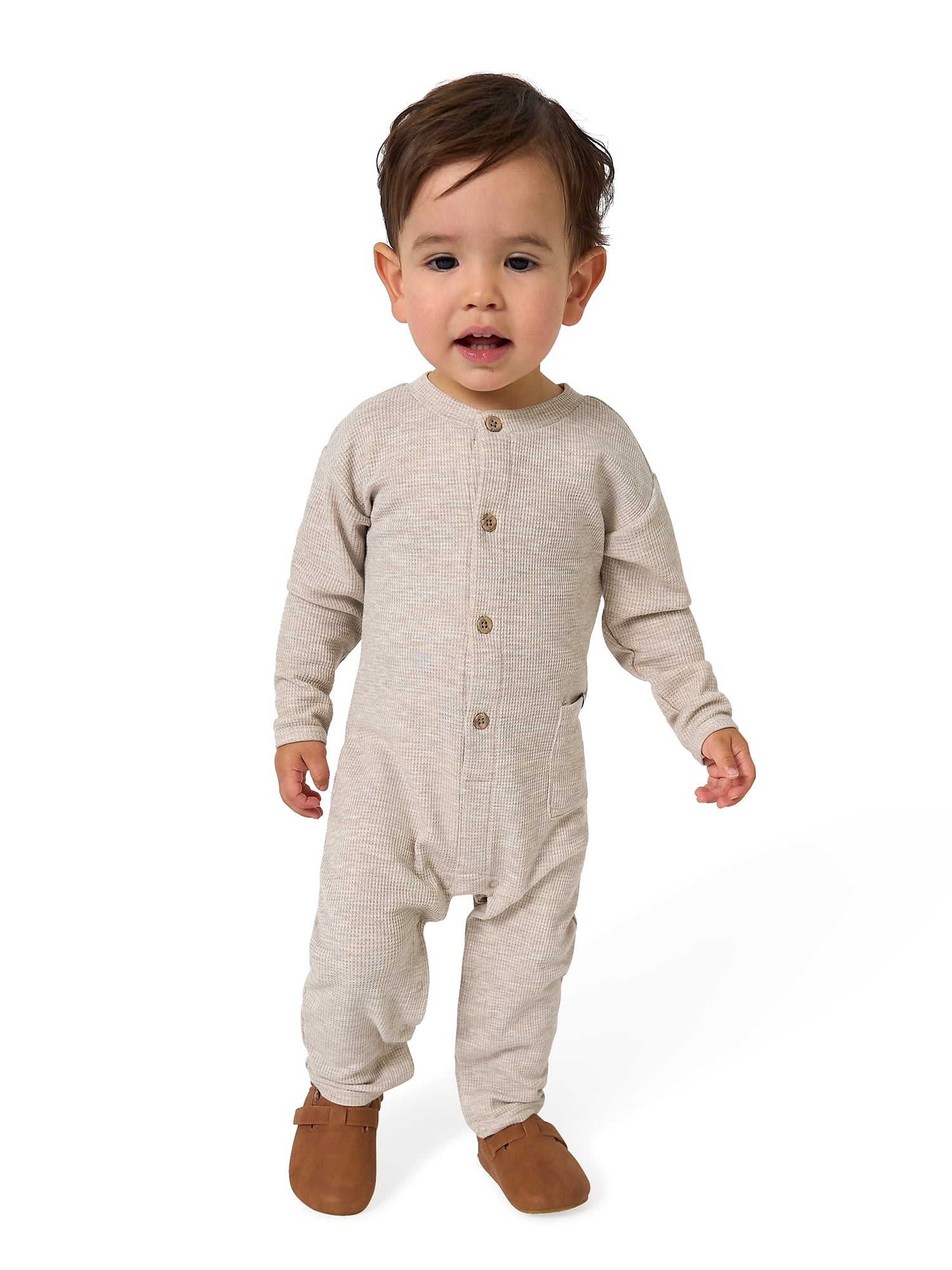 Modern Moments by Gerber Baby Boy Long Sleeve and Leg Hacci Romper, Sizes 0/3 Months - 24 Months