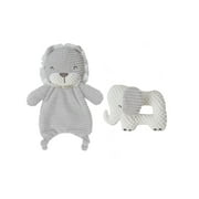 Modern Moments by Gerber Baby Boy Lovie & Rattle Toys, 2-Piece Set, Gray Lion & Elephant