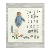 Modern Moments by Gerber Baby Boy Milestone Blanket & Frame Set, 2-Piece, Teal Forest