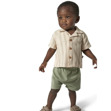 Modern Moments by Gerber Baby Boy Shirt and Short Outfit Set, 2-Piece, Sizes 0/3 Months - 24 Months