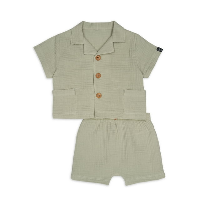 Modern Moments by Gerber Baby Boy Shirt and Short Outfit Set, Sizes 0/3 Months 24 Months