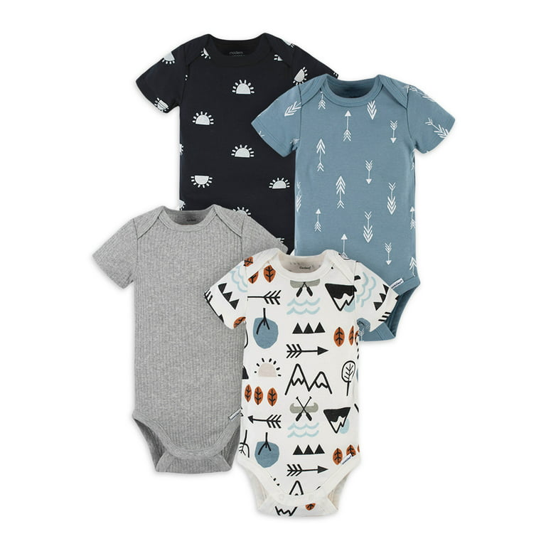 Modern Moments by Gerber Baby Boy Short Sleeve Bodysuits, 4-Pack