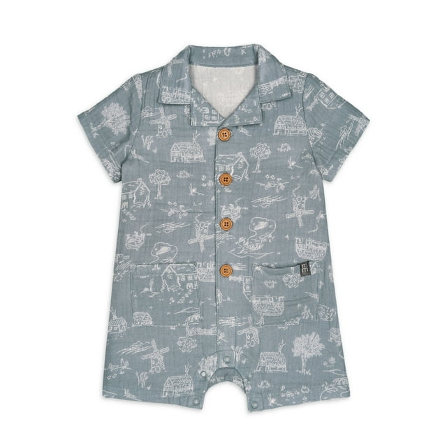 Modern Moments by Gerber Baby Boy Short Sleeve Collared Romper, Sizes 0