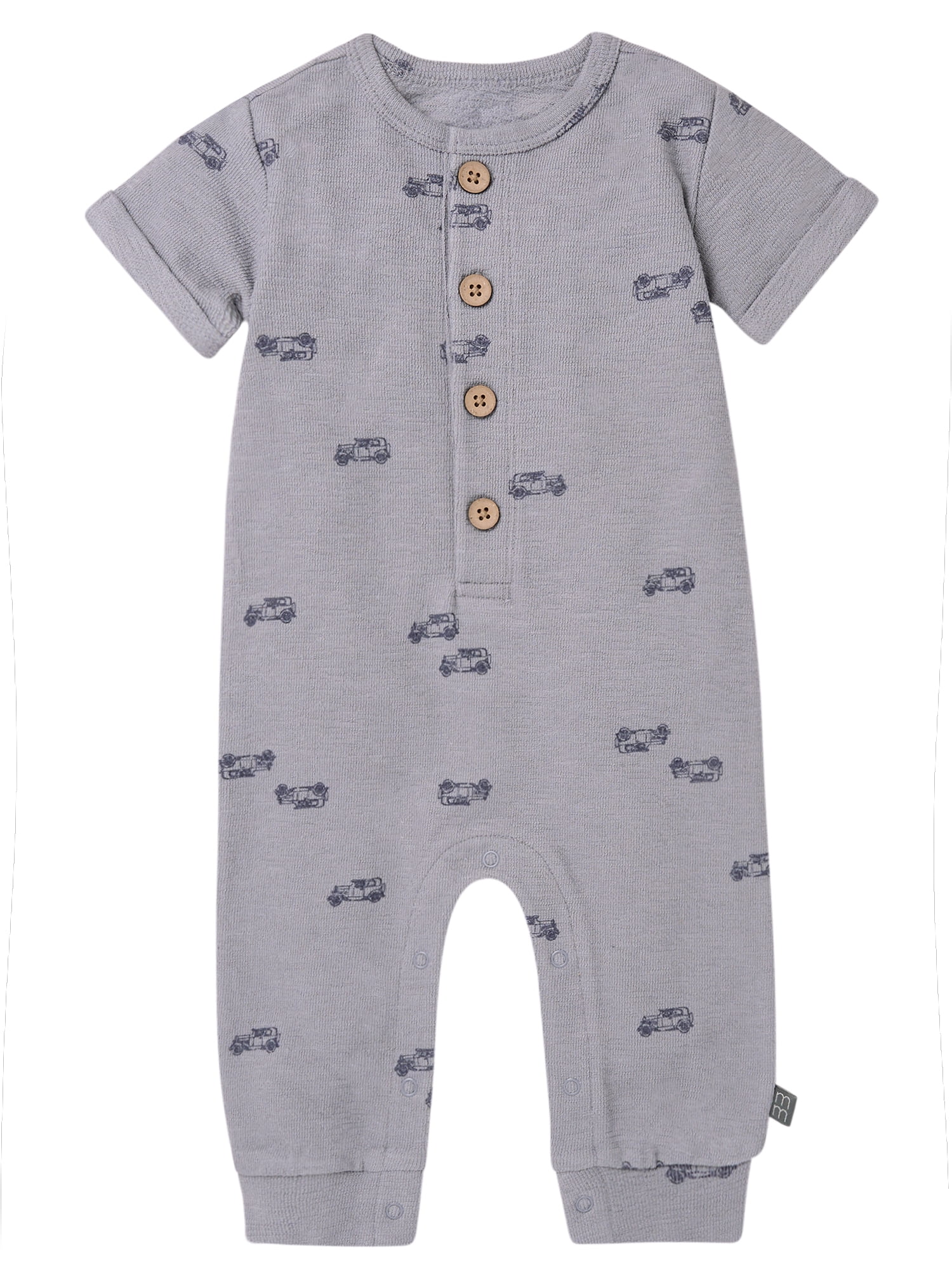Modern Moments by Gerber Baby Boy Short Sleeve Henley Romper, Sizes 0/3 Months - 24 Months