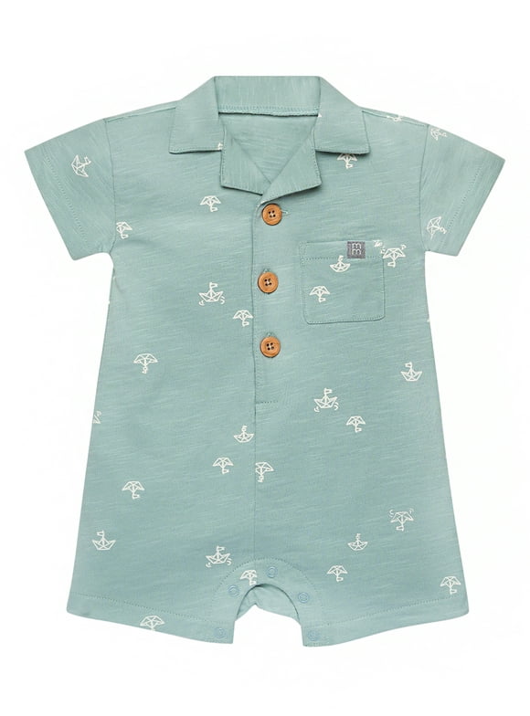 by Gerber Baby Boy Short Sleeve Romper, Sizes 0/3 Months - 24 Months