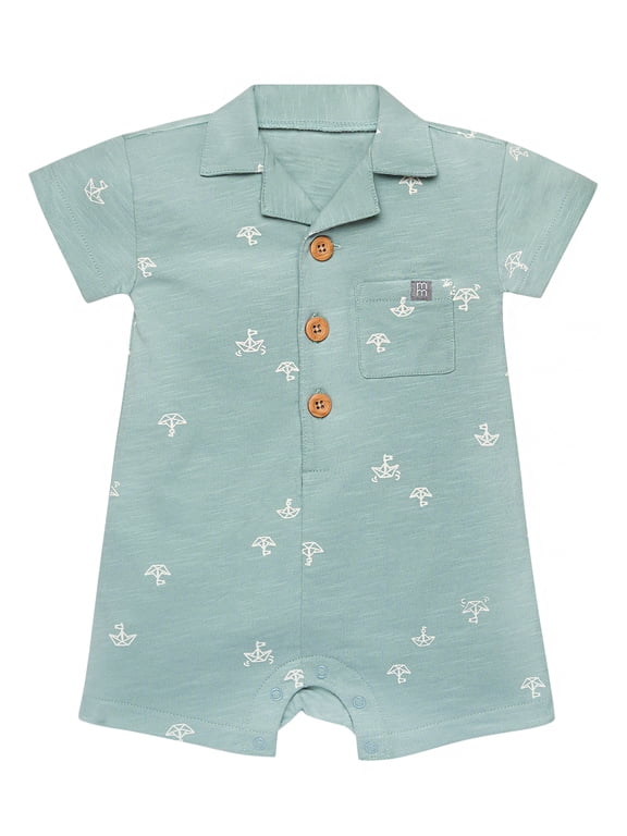 by Gerber Baby Boy Short Sleeve Romper, Sizes 0/3 Months - 24 Months