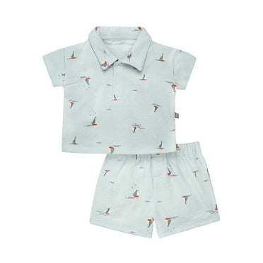 Modern Moments by Gerber Baby Boy Short Sleeve Shirt and Short Outfit Set, 2-Piece, Sizes 0/3 Months - 24 Months