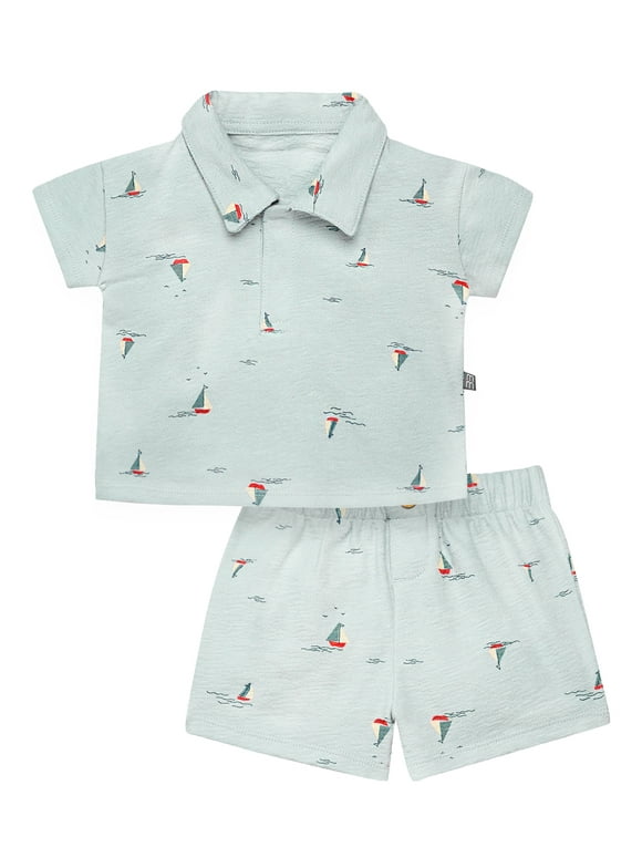 by Gerber Baby Boy Short Sleeve Shirt and Short Outfit Set, 2-Piece, Sizes 0/3 Months - 24 Months