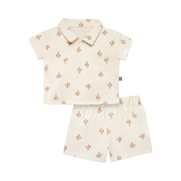 Modern Moments by Gerber Baby Boy Short Sleeve Shirt and Short Outfit Set, 2-Piece, Sizes 0/3 Months - 24 Months