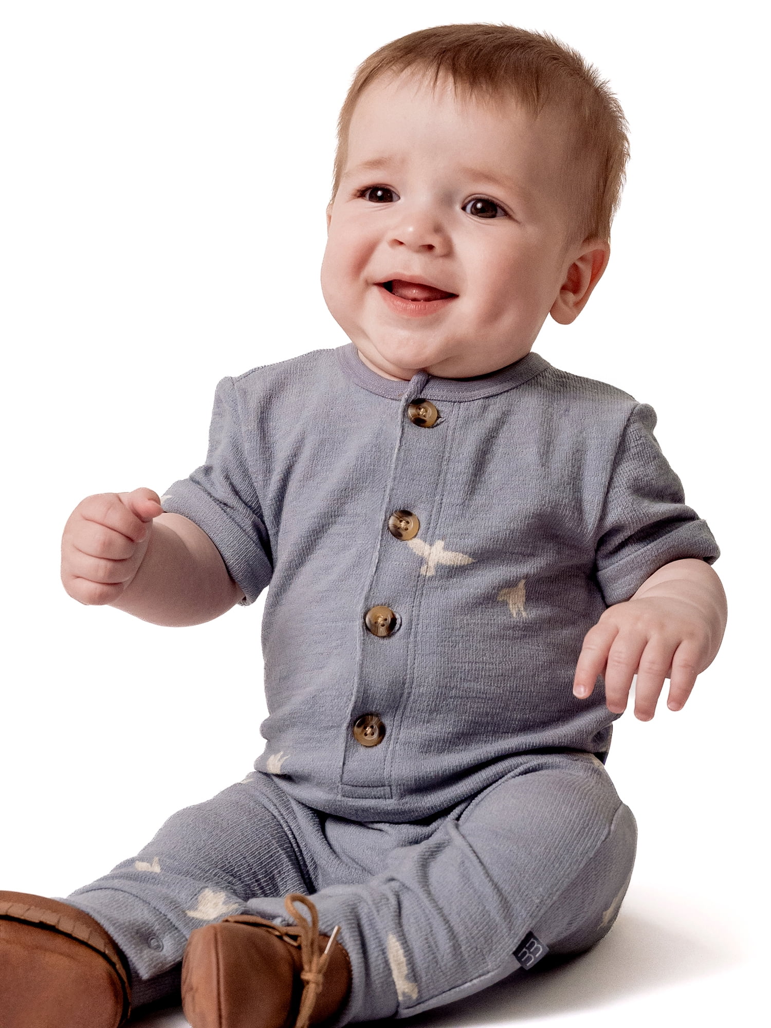 by Gerber Baby Boy Short Sleeve Slouch Romper, 2-Piece, Sizes 0/3 Months - 24 Months