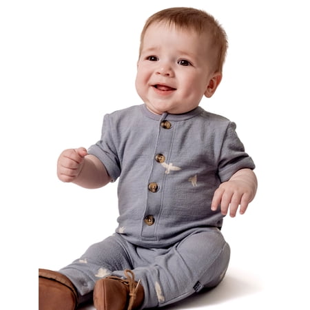 Modern Moments by Gerber Baby Boy Short Sleeve Slouch Romper, 2-Piece, Sizes 0/3 Months - 24 Months