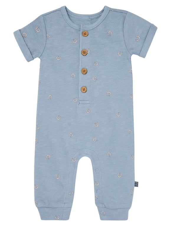 by Gerber Baby Boy Short Sleeve Slouch Romper, Sizes 0/3 Months - 24 Months
