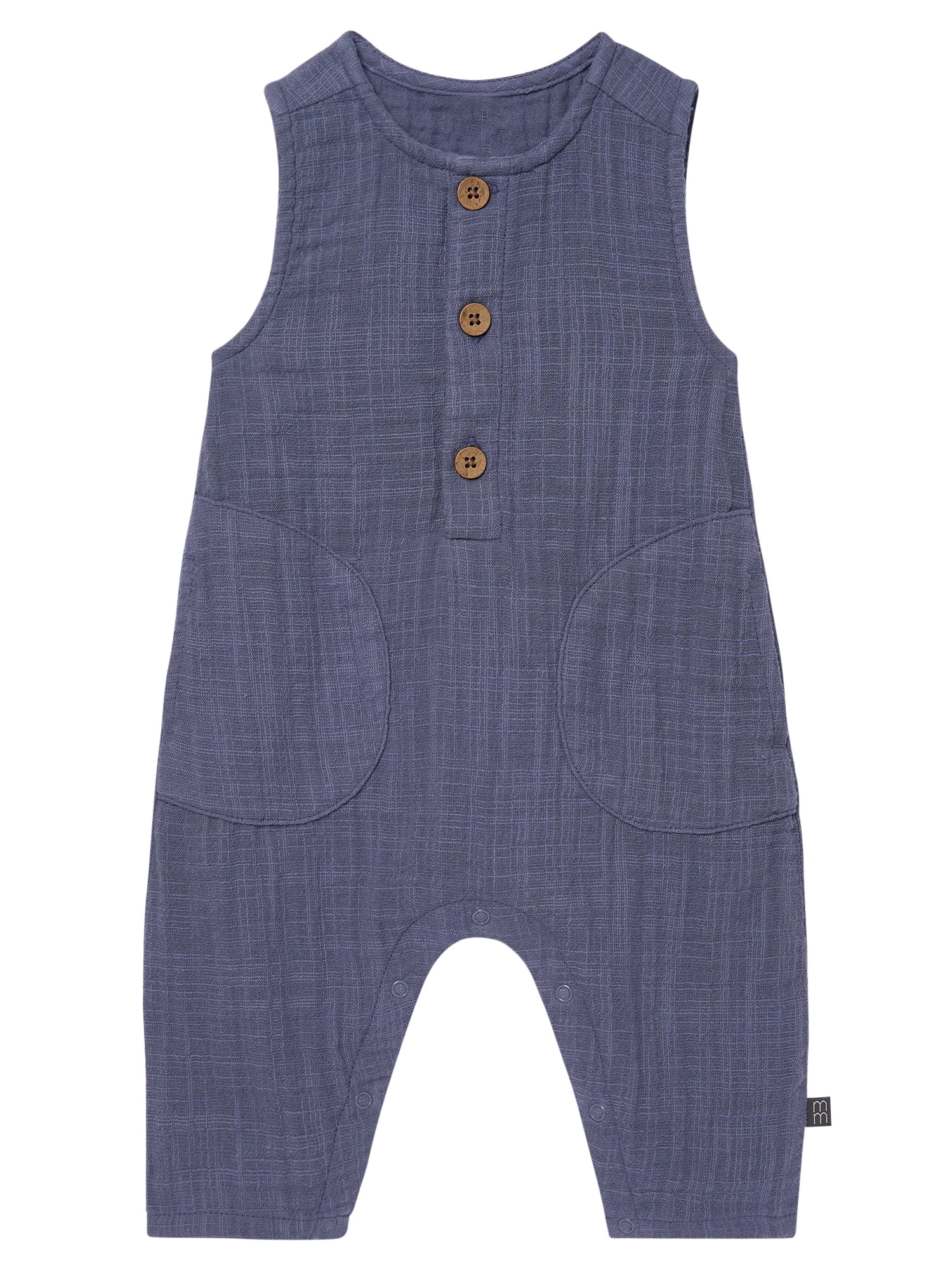 Modern Moments by Gerber Baby Boy Sleeveless Henley Romper, Sizes 0/3 Months - 24 Months