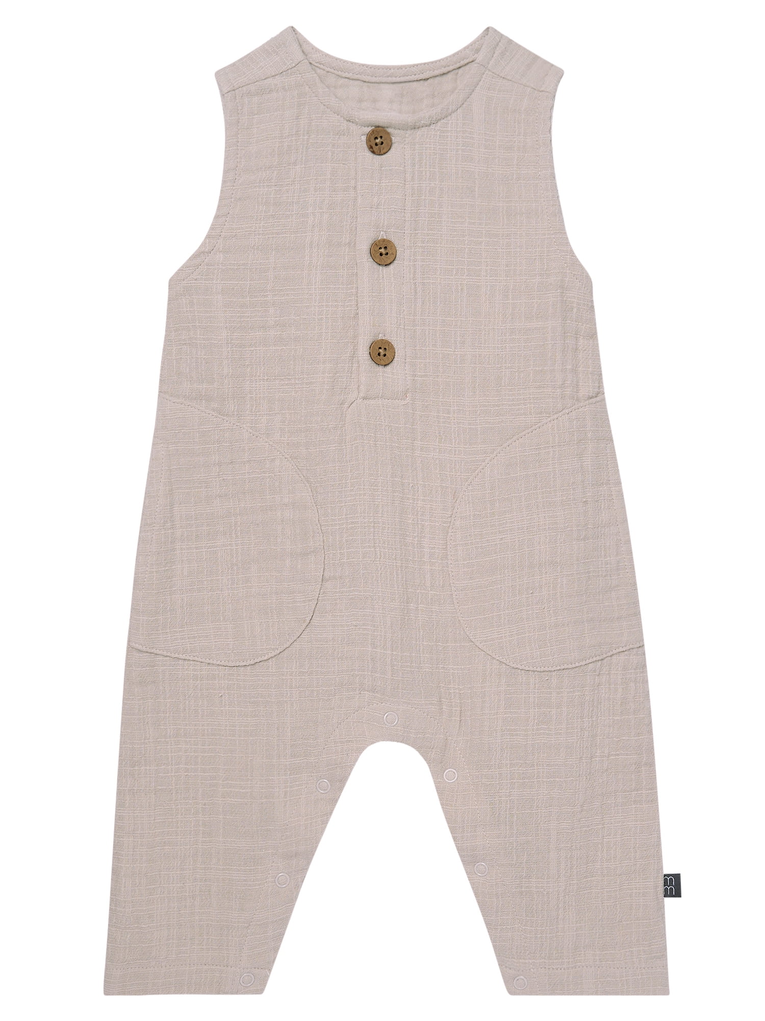 Modern Moments by Gerber Baby Boy Sleeveless Henley Romper, Sizes 0/3 Months - 24 Months