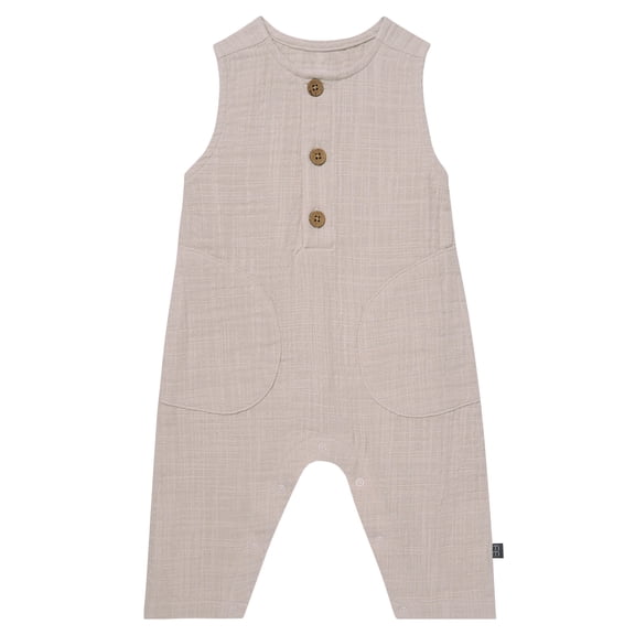 Modern Moments by Gerber Baby Boy Sleeveless Henley Romper, Sizes 0/3 Months - 24 Months