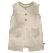 by Gerber Baby Boy Sleeveless Slouch Henley Romper with Pockets, Sizes 0/3 Months - 24 Months