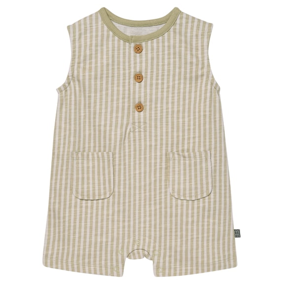 Modern Moments by Gerber Baby Boy Sleeveless Slouch Henley Romper with Pockets, Sizes 0/3 Months - 24 Months