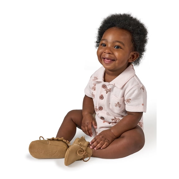 Modern Moments by Gerber Baby Boy Slouch Henley Romper, Sizes 0/3 Months - 24 Months