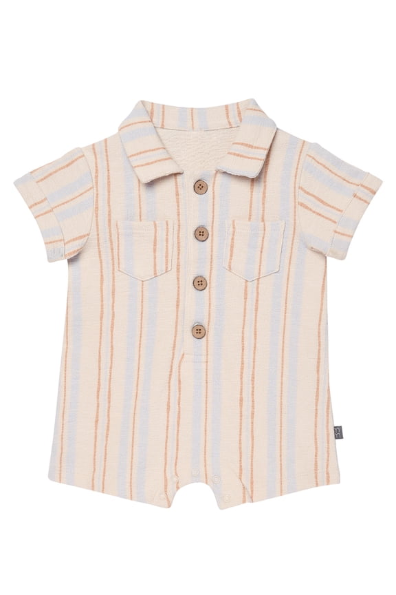 by Gerber Baby Boy Slouch Henley Romper, Sizes 0/3 Months - 24 Months