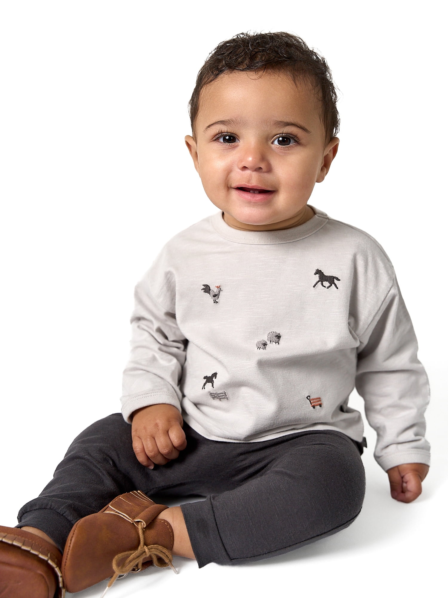 Modern Moments by Gerber Baby Boy Top and Harem Pant with Pocket Outfit Set, Sizes 0/3 Months - 24 Months
