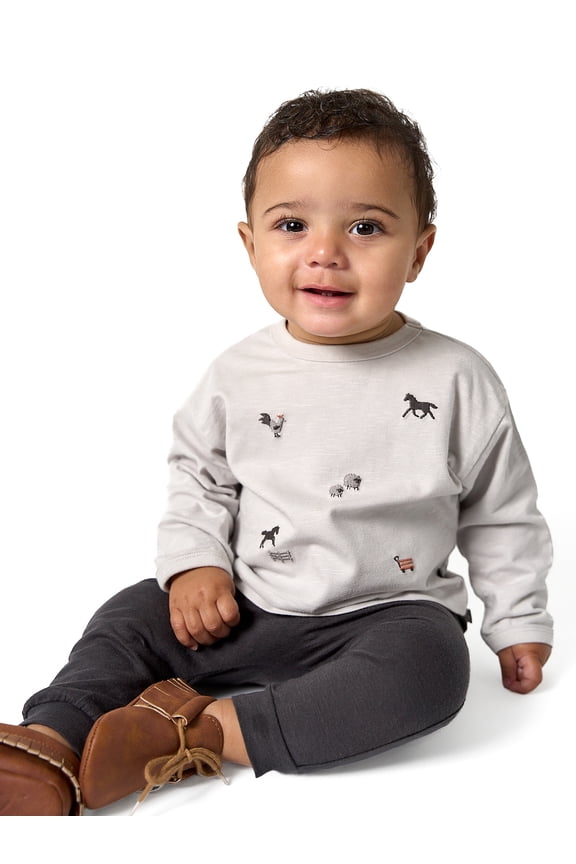 by Gerber Baby Boy Top and Harem Pant with Pocket Outfit Set, Sizes 0/3 Months - 24 Months