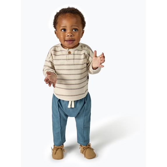 Modern Moments by Gerber Baby Boy Top and Harem Pants Outfit Set, Sizes 0/3 Months - 24 Months