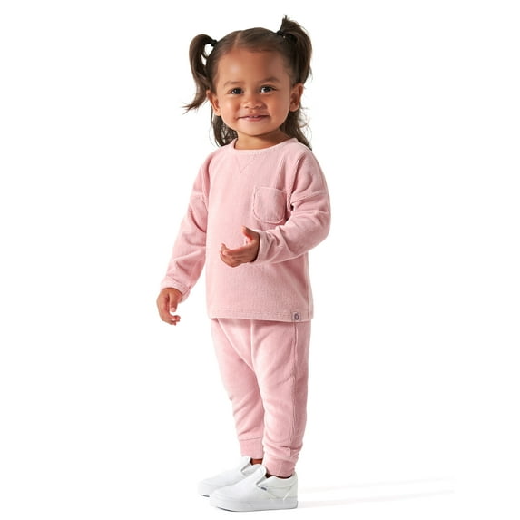 Modern Moments by Gerber Baby Boy or Girl Gender Neutral Long Sleeve Velour Top & Pant, 2-Piece Outfit Set, Sizes 0/3-24 Months