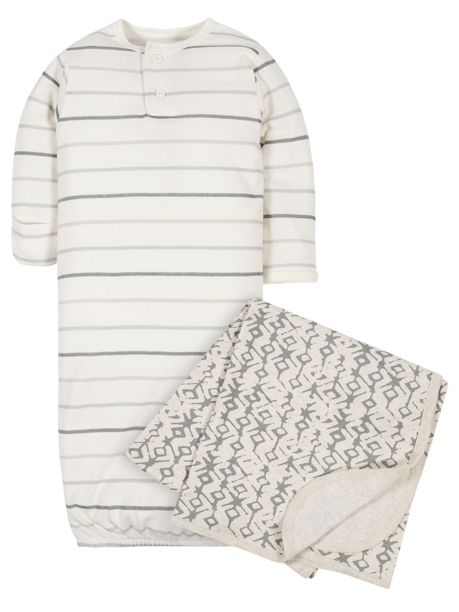 Modern Moments by Gerber Baby Boy or Girl Gender Neutral Organic Gown and Swaddle Blanket, 2-Piece Set