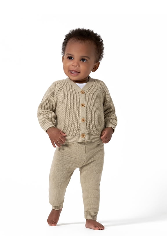 by Gerber Baby Boy or Girl Unisex Knit Cardigan Sweater & Jogger Outfit Set, 2 Piece, Sizes 0/3-24 Months